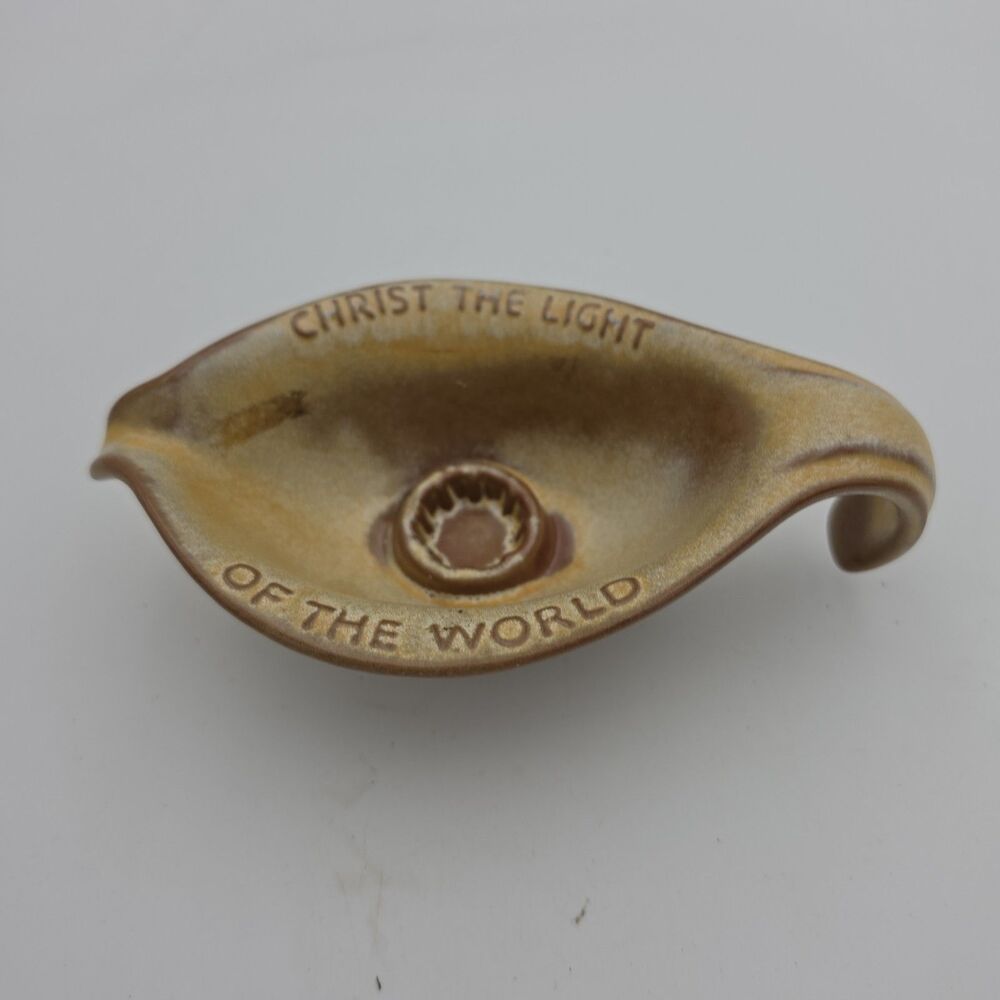 Vintage Frankoma Pottery Christ The Light of the World Candle Holder